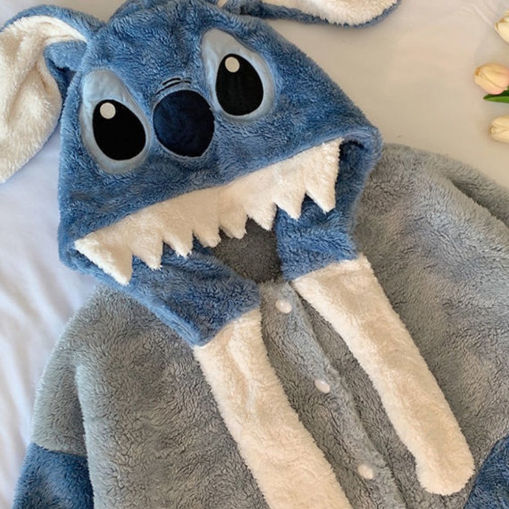 Stitch Pajama Sleep Robe with Pants | Unisex Nightdress Sleep Onesie Pajama Robe